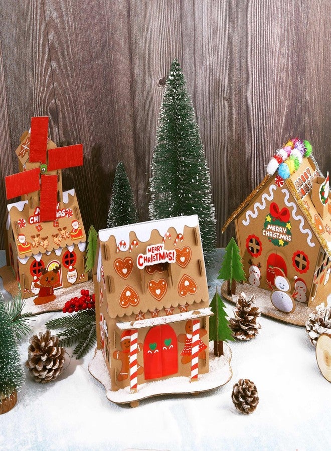Fovths 6 Sets DIY Christmas Gingerbread House Kit 3D Christmas Cardboard Craft House Decoration DIY Build Gingerbread Houses for Holiday Arts Crafts Fun Home Activity Party Favors, Classic Style - Image 5